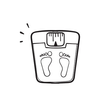 hand drawn doodle floor scale body weighting illustration vector