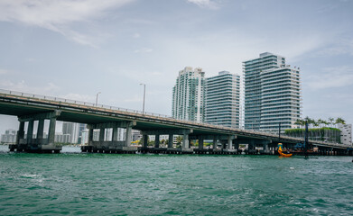 bridge over the sea Miami Beach sky building panorama travel ocean 