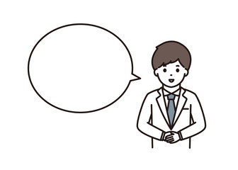 手を前で組む男性薬剤師 吹き出し