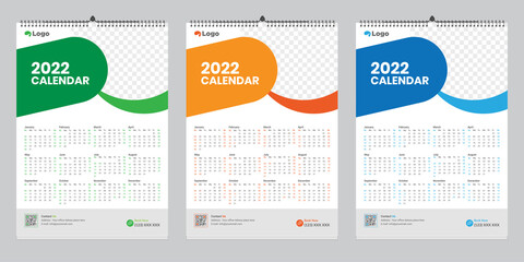 Single Page Wall Calendar 2022 Template Design Idea