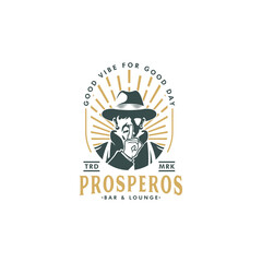 Gentleman Vintage Logo Design Illustration For Bar Or Restaurant