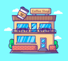 Naklejka premium Coffee Shop Vector Cartoon Illustrations