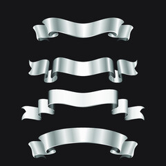 Silver ribbon banner set. Eps 10 vector illustration.