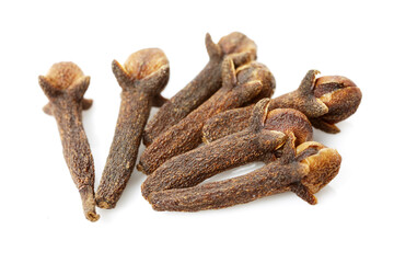 dry cloves on white background