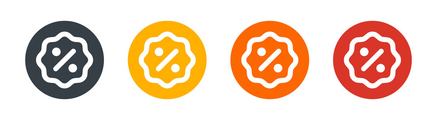 Percent discount icon symbol on circle design. Vector illustration