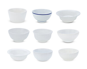 empty white bowl isolated on white
