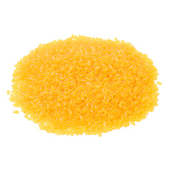 Golden rice on white background
