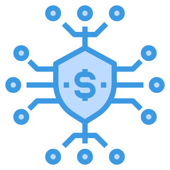 Security blue outline icon