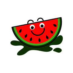 slice of watermelon in vector illustration with cartoon style. Suitable for web landing page, banner, poster, sticker, social media, kid's book and other. 