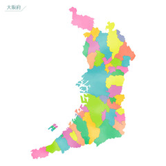 水彩風の地図　大阪府