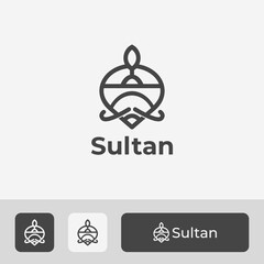 premium sultan logo vector, simple, clean, unique, modern, minimal abstract icon symbol with line art style