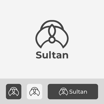 Minimal Sultan Hat Logo Design, Elegant And Premium Symbol Icon Vector Illustration With Line Art Style