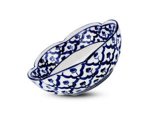 white and blue bowl isolated on white