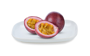  Passion fruit on a white plate