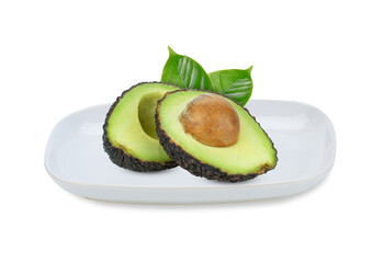 Avocado isolated  on white plate