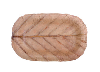 Dry leaf dish on white background