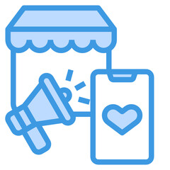 Storefront blue outline icon