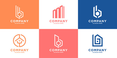 Collection of abstract building real estate logo template