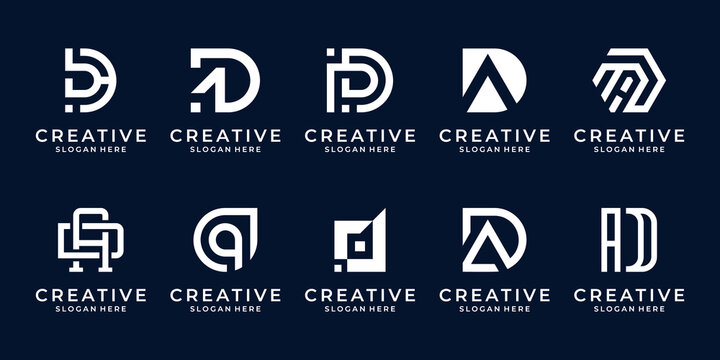 Set of letter d digital logo design. Abstract symbol logo for business technology.	