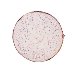 Taro root on white background