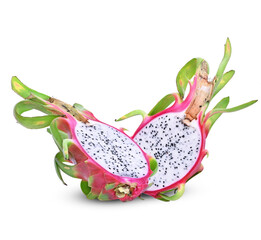 Dragon Fruit Portion  On White background