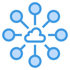 Cloud blue outline icon