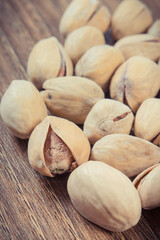 Pistachio nuts containing vitamins and minerals. Healthy eating