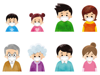 マスクを着けた人々