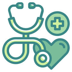 stethoscope blue line icon