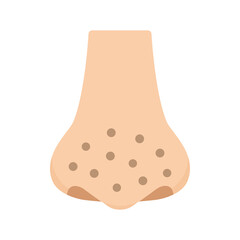 鼻の毛穴の汚れイラスト　いちご鼻　フラットデザイン