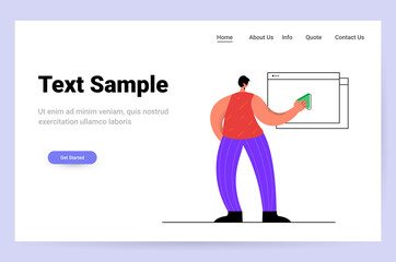 businessman pushing start button to run video player online cinema watching and sharing movie concept