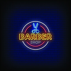 Barber Shop Neon Signs Style Text Vector