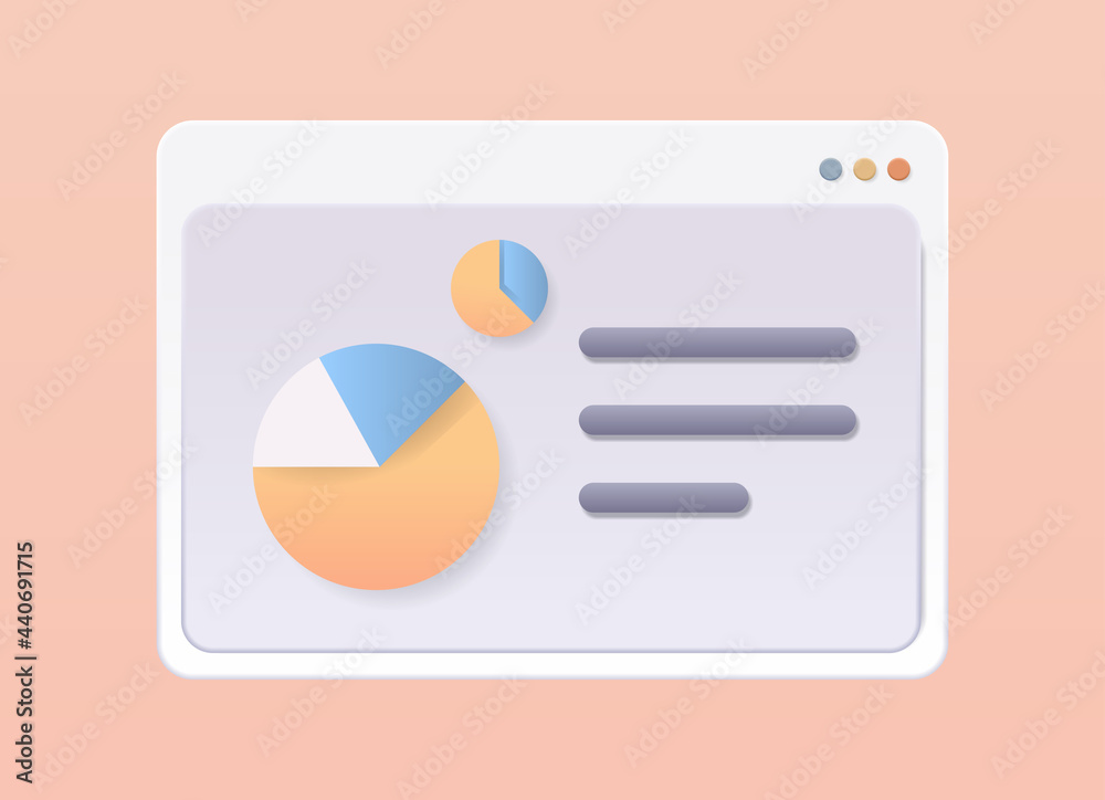 Poster web browser window with statistical data financial analysis statistics marketing app diagram report 
