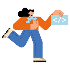 woman with programming code