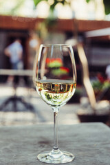 white wine in the cafe