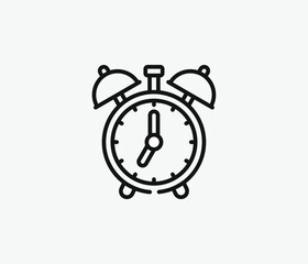 Alarm clock vector icon. Editable stroke. Symbol in Line Art Style for Design, Presentation, Website or Apps Elements, Logo. Pixel vector graphics - Vector