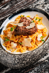 Ossobuco dish  with italian pasta