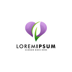Heart and leaf logo design template