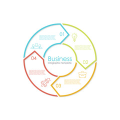 Vector circle infographic template with arrow for cycle diagram, graph, web design and charts. Business concept with 4 steps, parts or options. Abstract background.