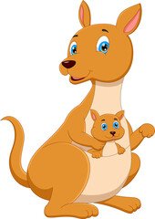 kangaroo with baby kangaroo  in pouch