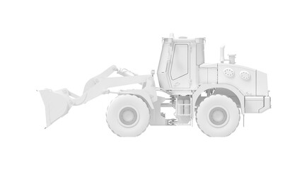 Fototapeta na wymiar 3D rendering of a tractor with double wheels vehicle isolated on white background.
