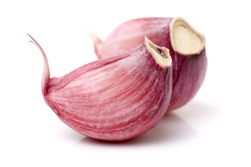 Fresh young garlic isolated on white background