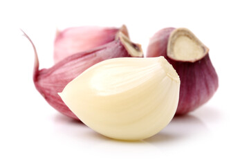 Fresh young garlic isolated on white background