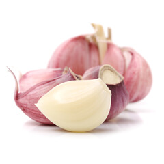 Fresh young garlic isolated on white background