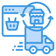 Online blue outline icon