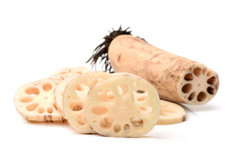 Lotus root on the white background
