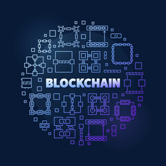 Block Chain concept round colored vector modern line banner