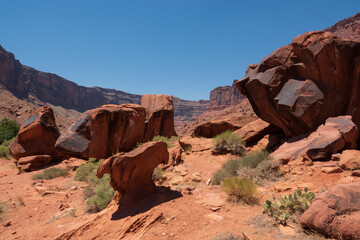 rugged desert boulders in canyon