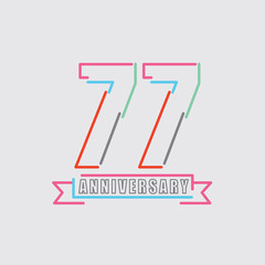 77th Years Anniversary Logo Birthday Celebration Abstract Design Vector Illustration.