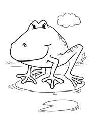 Cute Frog Coloring Page Vector Illustration Art 